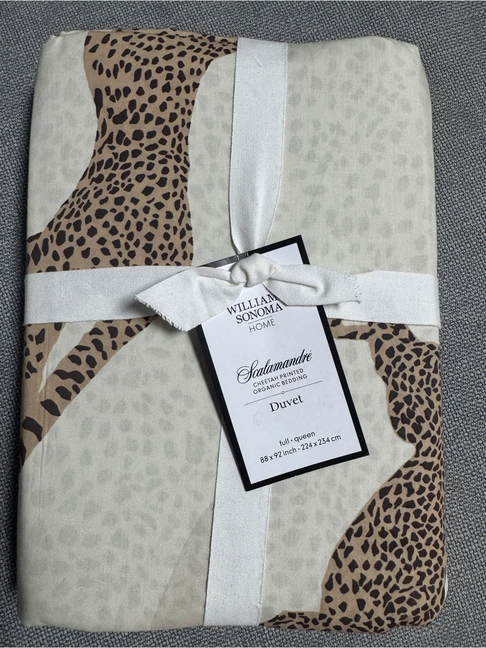 Williams Sonoma Cheetah-Print Duvet Cover in Cream and Brown